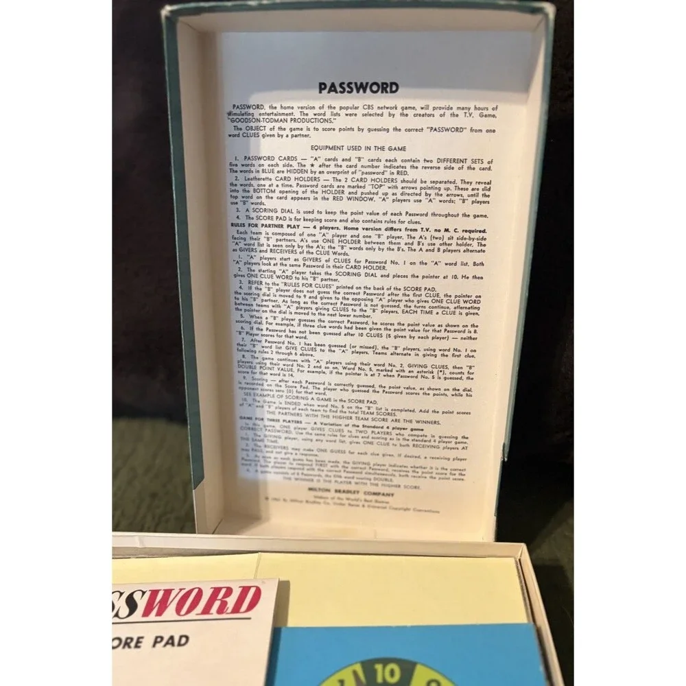 Vintage Password 1970 Volume Ten Edition Game by Milton Bradley